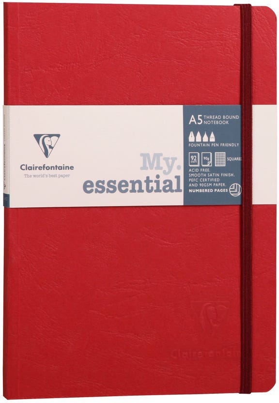 Age Bag, My.Essential 14,8X21Cm Thread-Bound Notebook 96 Sheets Lined Red Ivory 90G Paper