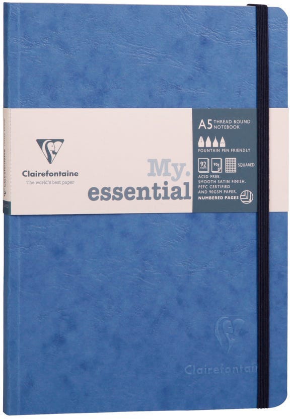 Age Bag, My.Essential 14,8X21Cm Thread-Bound Notebook 96 Sheets Lined Blue Ivory 90G Paper