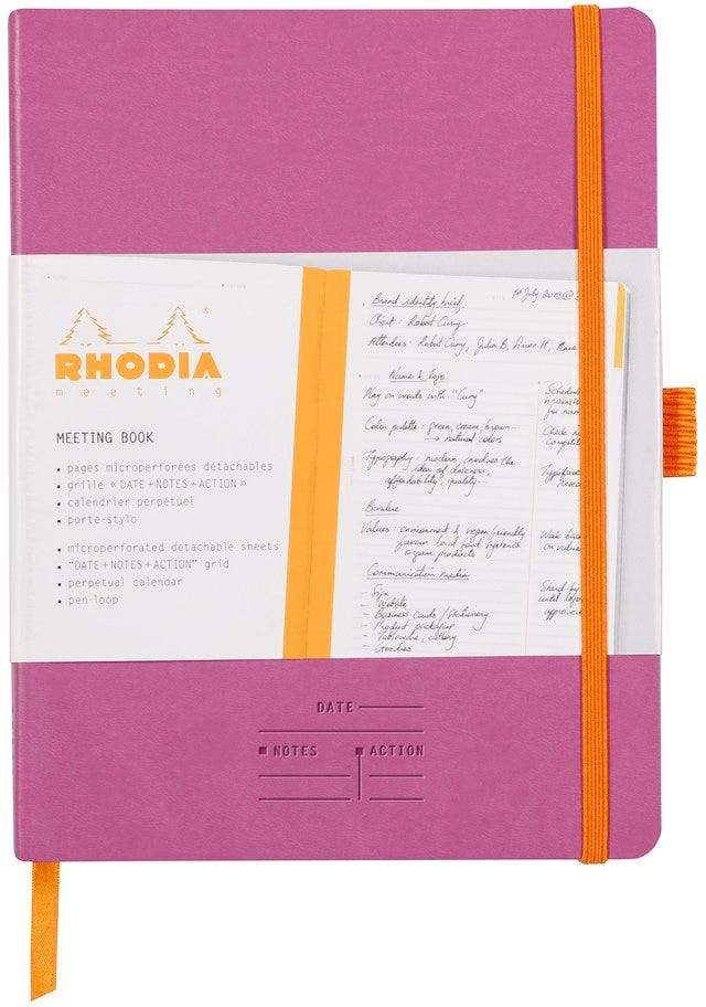 Meeting Book Lilac A5+ 80 Microperforated Sheets 90G, White Paper W/Elastic +Pen Loop