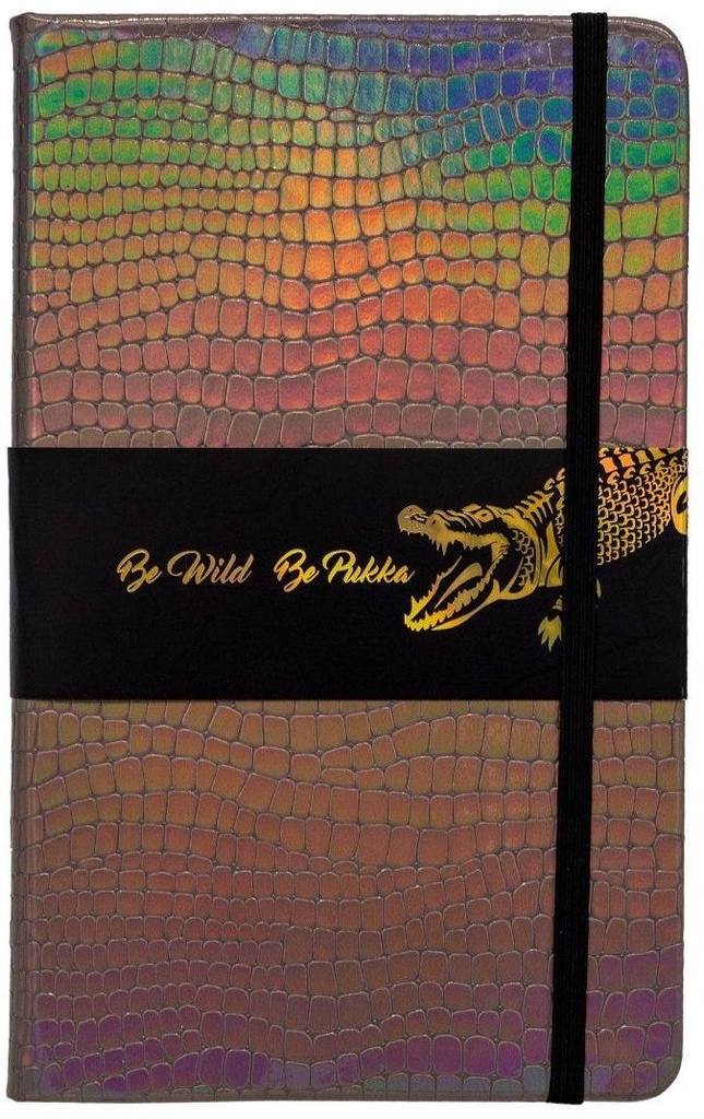Wild Notepad Crocodile - with inner pocket, page ribbon and elasticated closure