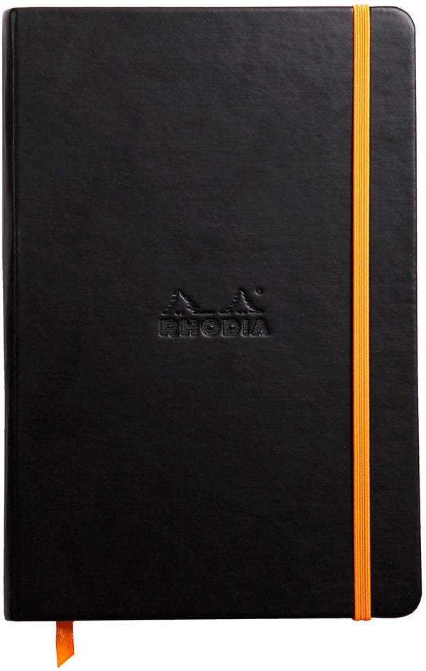 Notebook Hardcover  Black A5 , 96 Sh,Lined Ivory 90G, Paper Elastic Closure Rhodiarama