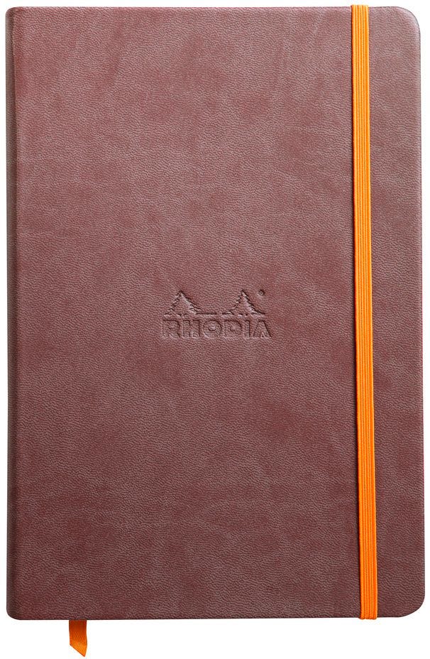 Notebook Hardcover  Chocolate A5 , 96 Sh,Lined Ivory 90G, Paper Elastic Closure Rhodiarama
