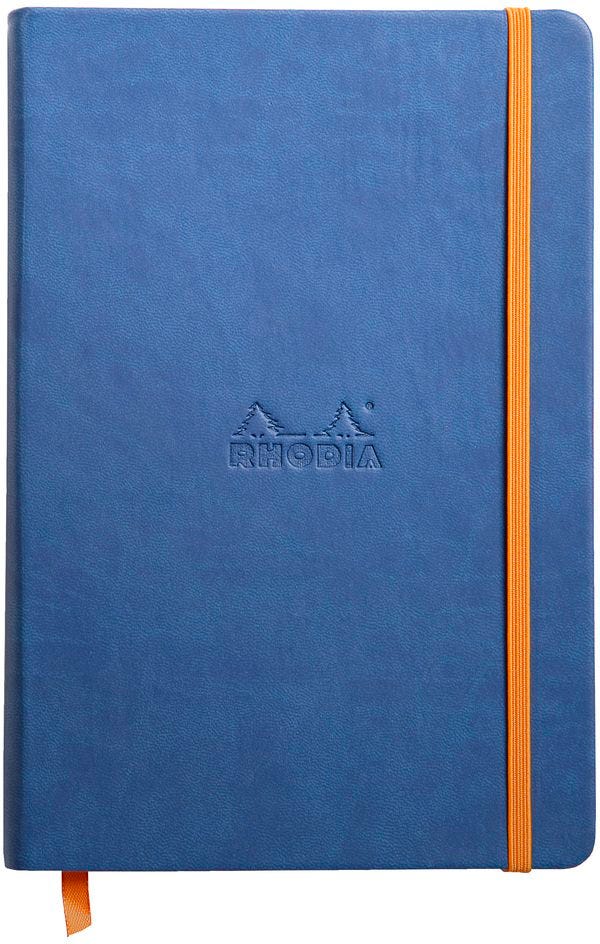 Notebook Hardcover  Sapphire A5 , 96 Sh,Lined Ivory 90G, Paper Elastic Closure Rhodiarama