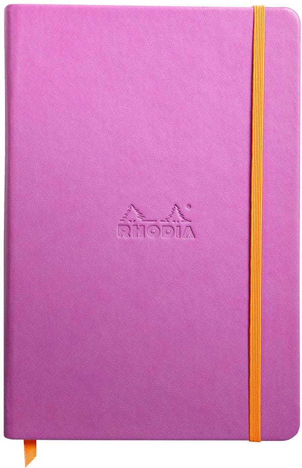 Notebook Hardcover  Lilac  A5 , 96 Sh,Lined Ivory 90G, Paper Elastic Closure Rhodiarama