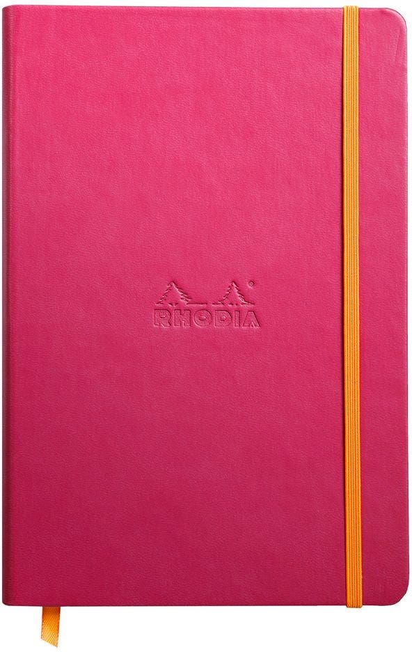 Notebook Hardcover  Raspberry A5 , 96 Sh,Lined Ivory 90G, Paper Elastic Closure Rhodiarama