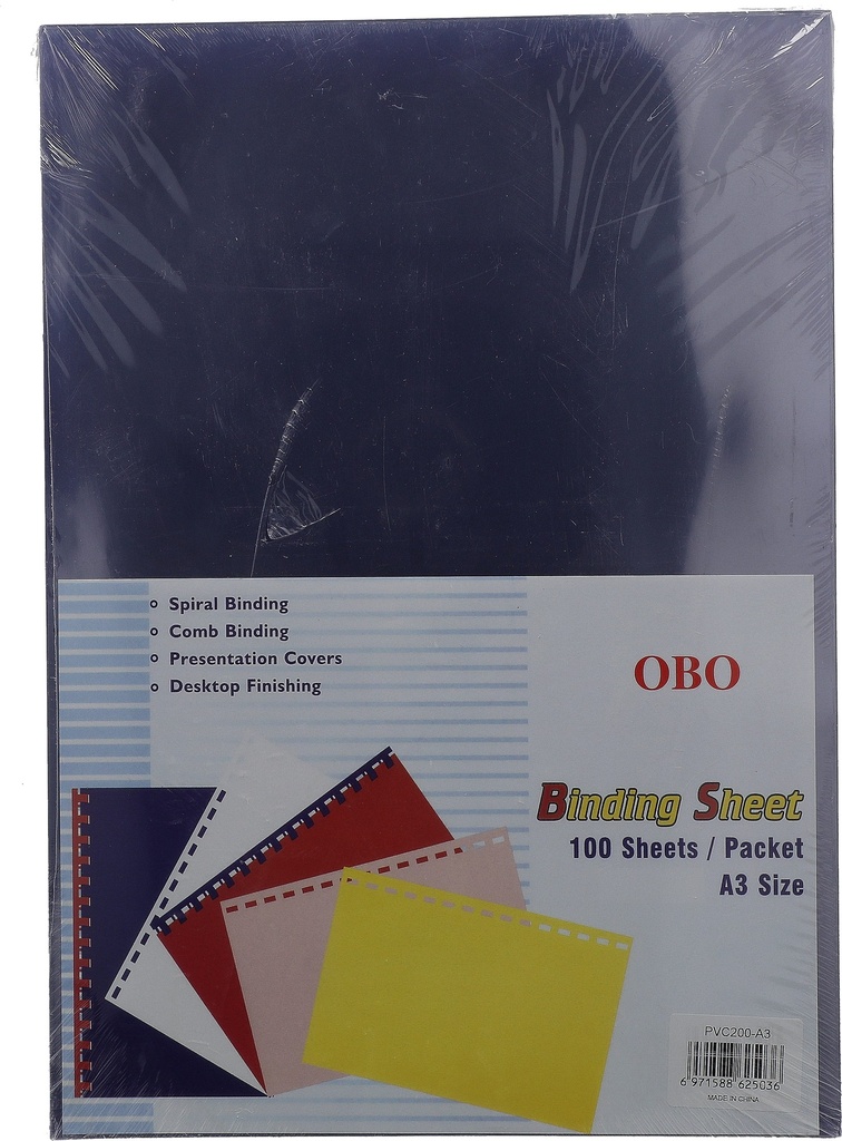Binding Cover A3 Transparent  PVC   200C  Packet of 100pcs    PVC200-A3