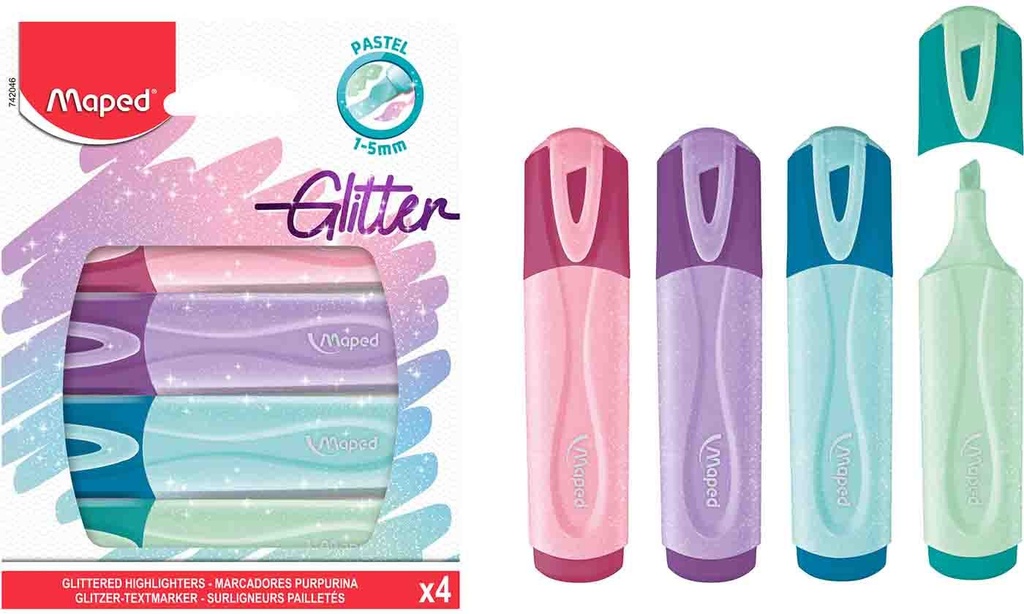 Highlighter Pastel Glitter Pac=4clr