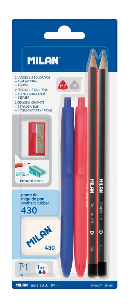 Stationery Set ( 2XP1TOUCH BLUE+RED+2XPENCILS+BAS) Blister