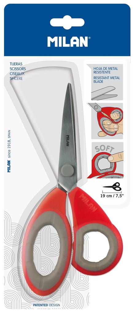Blister pack red office scissors 19 cm