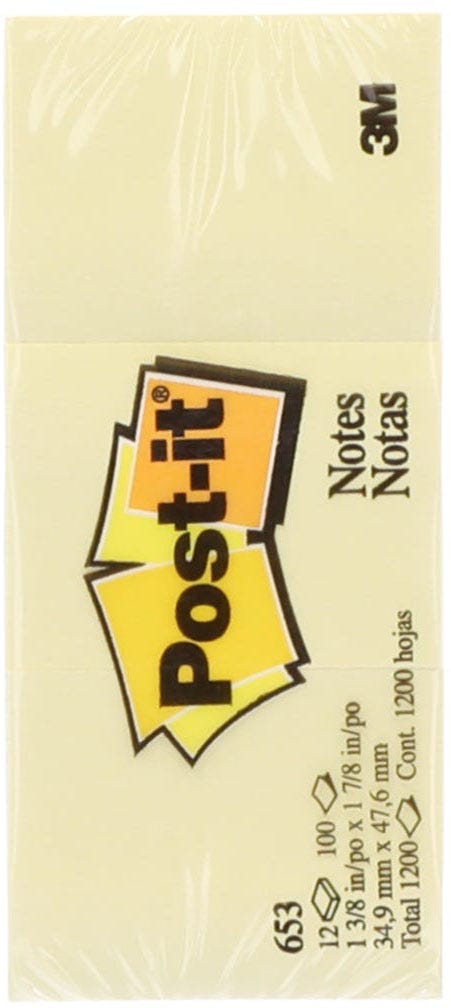 Post-it® Notes Yellow, 1.5  x 2 , 12pads / pkg, 100 Sheet each