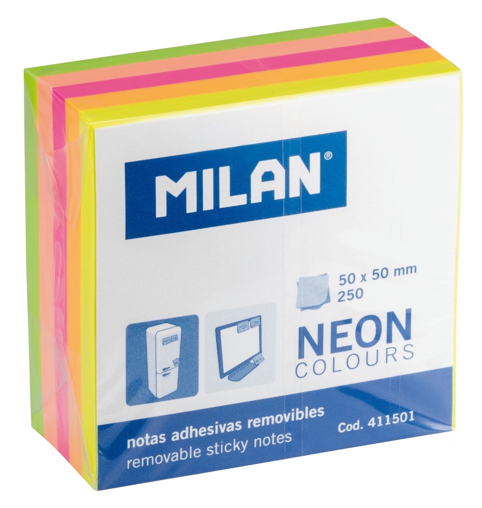 Pad 250 Fluo coloured mini adhesive notes 50 x 50 mm