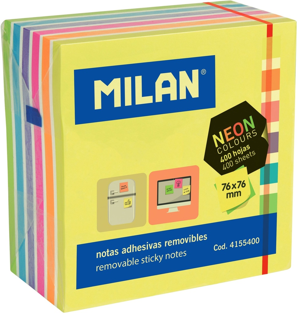 Pad 400 Fluo coloured adhesive notes 76 x 76 mm (yellow, multicolour)