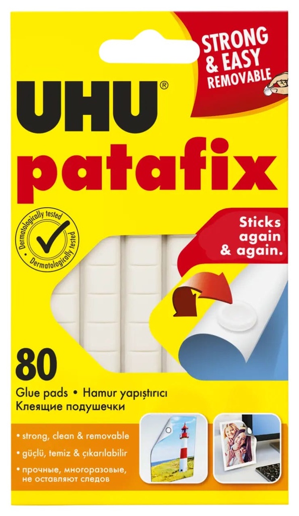 Uhu Patafix Adhesive Yellow Removeble Pads 80'S
