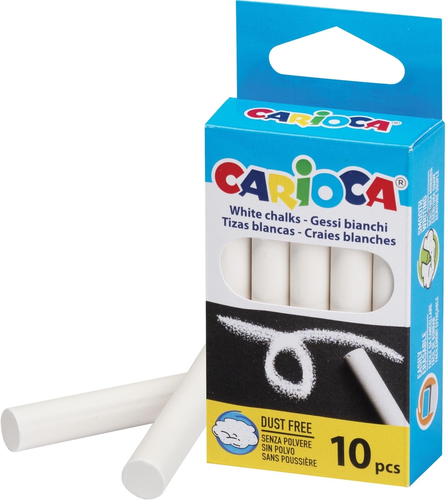 Chalks 10pcs White, Erasable & Washable, Carioca