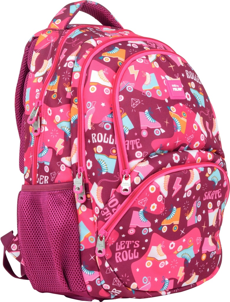 4-zip school backpack (25 L) Roller special series, pink