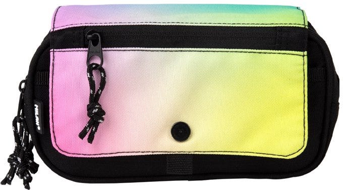 4-zip pencil case with a flap Sunset series, black