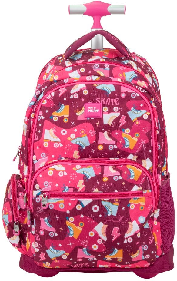 6-zip wheeled backpack (25 L) Roller special series, pink