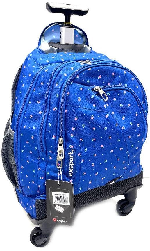 Exsport Printed 2 Trolley Backpack Multiple Compartment