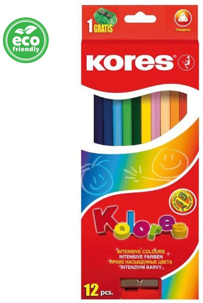 Color Pencil Triangular, 3Mm With Name Field And Sharpener / 12 Pencils Incl. 1 Metallic