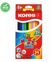 Kolores Jumbo Triangular, 5Mm With Name Field And Jumbo Sharpener / 24 Pencils