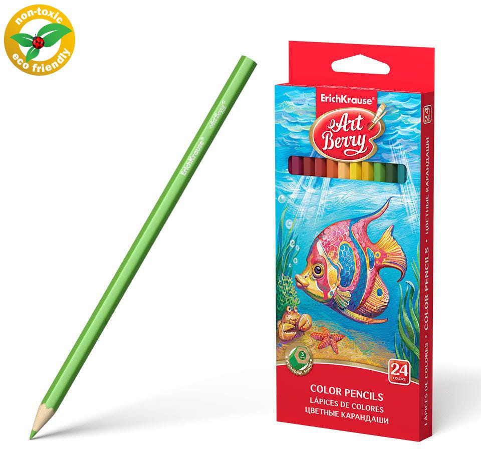 Hexagonal Color Pencils Artberry Set Of 24 Colors