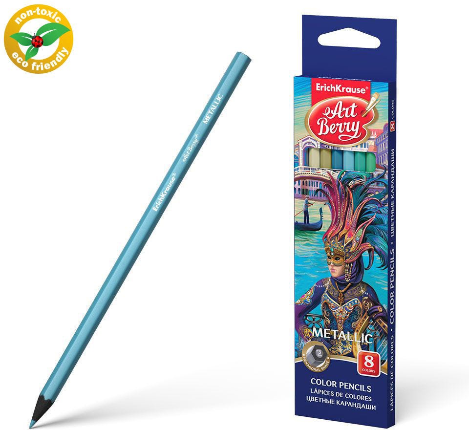 Hexagonal Color Pencils Artberry Metallic Set Of 8 Colors