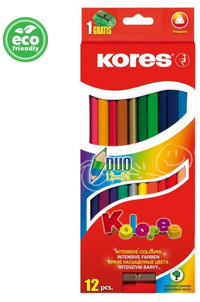 Kolores Duo Triangular 12 Color Pencils