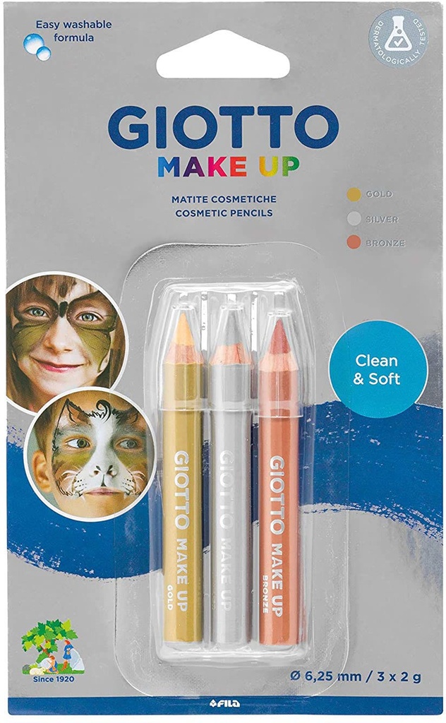 Face Paint Pencil, Make Up Cosmetic Set Of 3 Pcs (Gold ,Silver , Bronze) Giotto