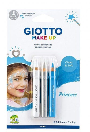 Face Paint Pencil, Make Up Cosmetic Set Of 3 Pcs (White ,Light Blue ,Silver) Giotto-F473400