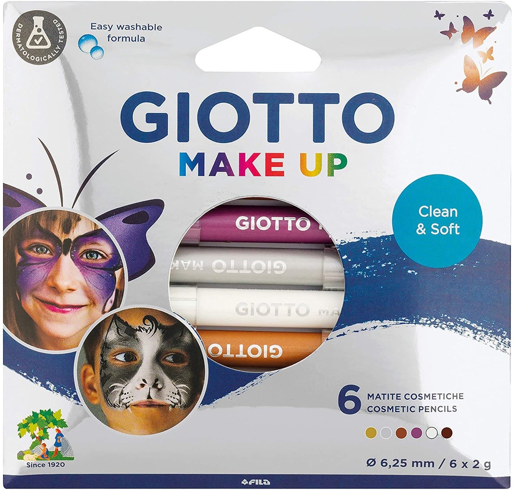 Face Paint Pan, Make Up Colors Pack Of 6Pcs ( Gold, Silver, Bronze,Violet, Black,White) Giotto