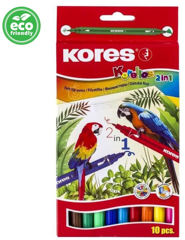 Korellos 2In1 With Standard And Conic Tip / 10 Felt Tip Pens