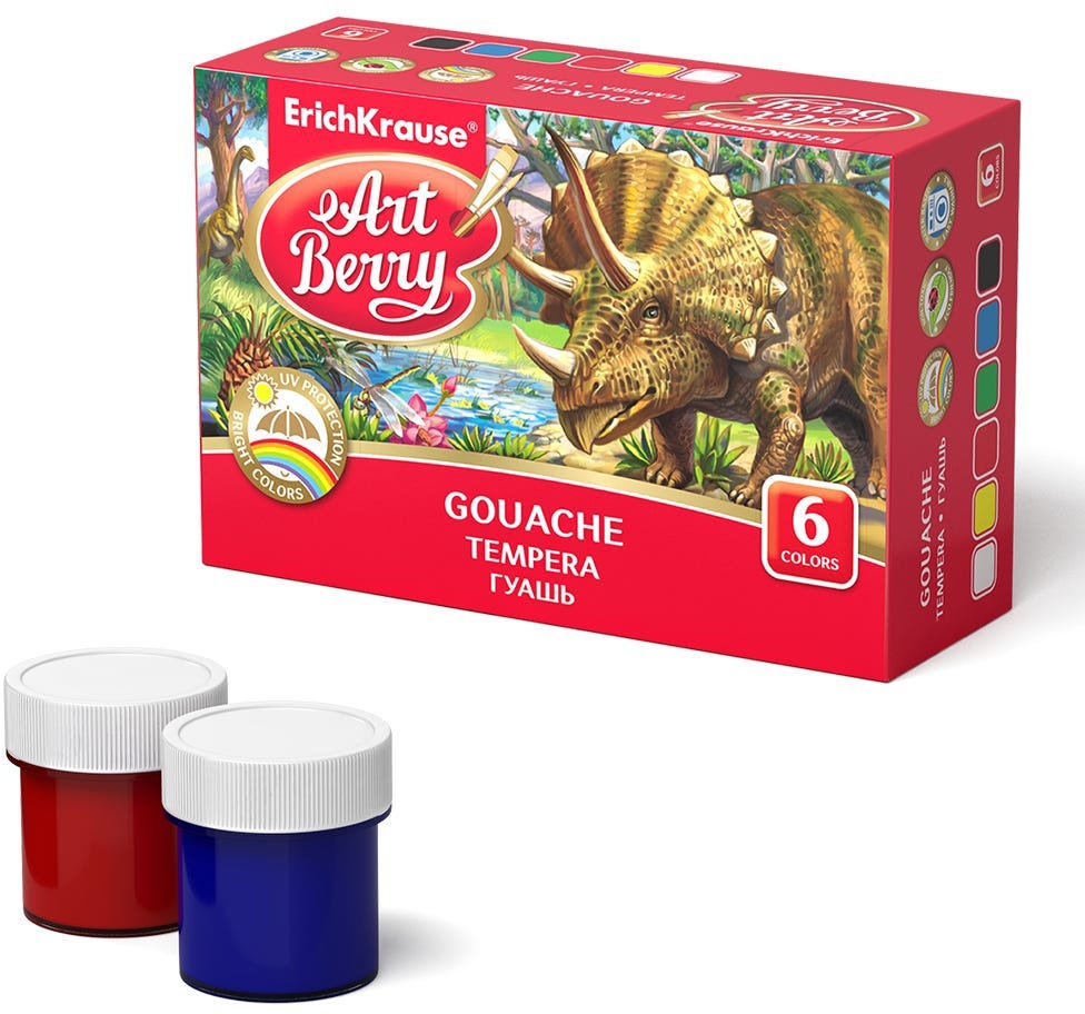 Gouache Artberry With UV Protection Set Of 6 Colors By 20Ml