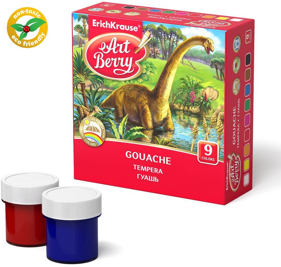 Gouache Artberry With UV Protection Set Of 9 Colors By 20Ml