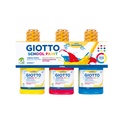 Tempera School Paint, Washable, Set 3 x 250 ml, Primary yellow, Scarlet red, Cyan - Giotto