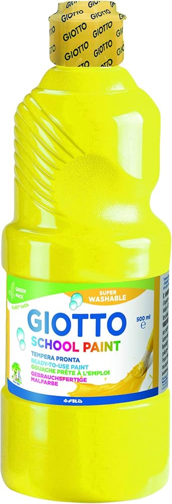 Tempera School Paint 500 ml, Washable, Yellow - Giotto