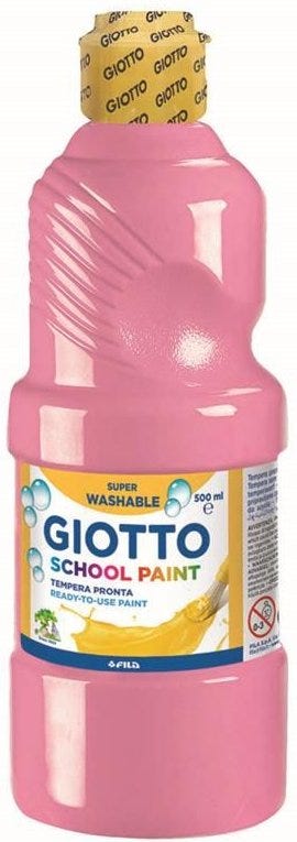 Tempera School Paint 500 ml, Washable, Pink - Giotto