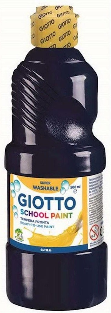 Tempera School Paint 500 ml, Washable, Black - Giotto