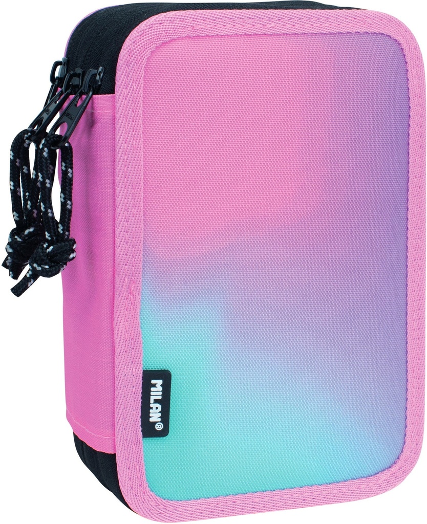 Filled triple decker pencil case Sunset series, pink