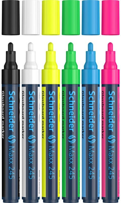 Glassboard Marker Maxx 245 Wallet 6 Pieces Assorted Schneider
