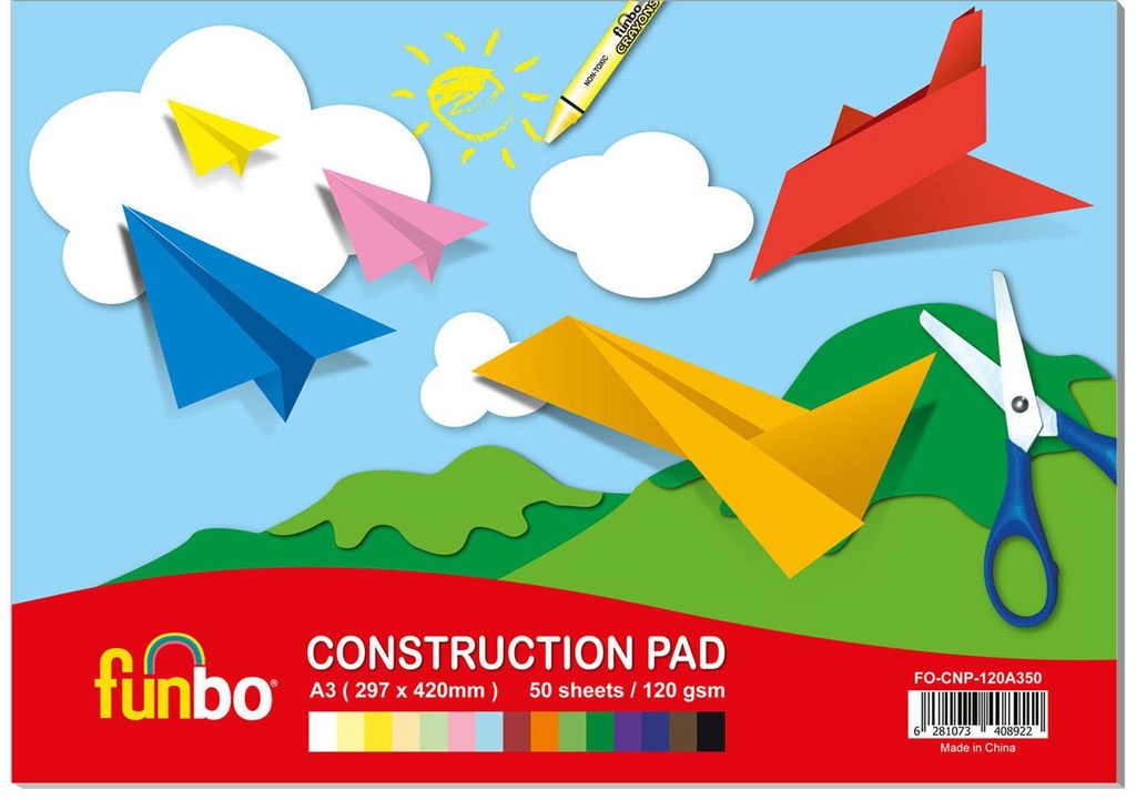 Construction Pad A3,220g,50 Sheets,15 Assorted cls
