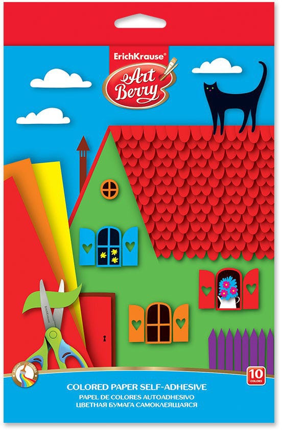 Colored paper self-adhesive ArtBerry®, B5, 10 sheets, 10 colors