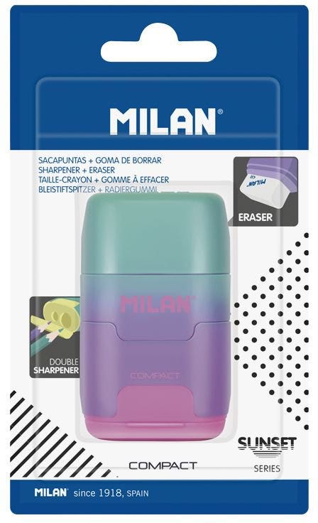 Blister pack eraser with pencil sharpener COMPACT Sunset series, lilac
