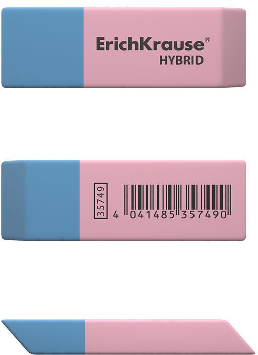 Eraser Double-Sided Eco-Friendly & Thermoplastic Rubber 54 Ð¥ 18 Ð¥ 8 Mm Erichkrause Hybrid