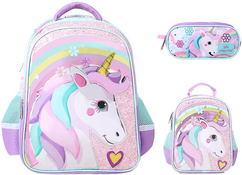 Backpack Unicorn 3D 17" With Lunch Bag & Pencil Case GB3902