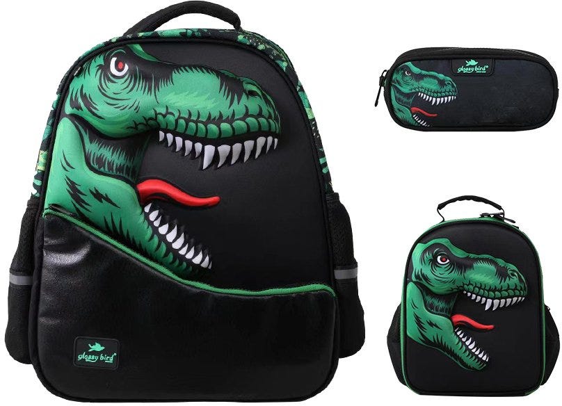 Backpack 3D T Rex 17" With Lunch Bag & Pencil Case GB3914T
