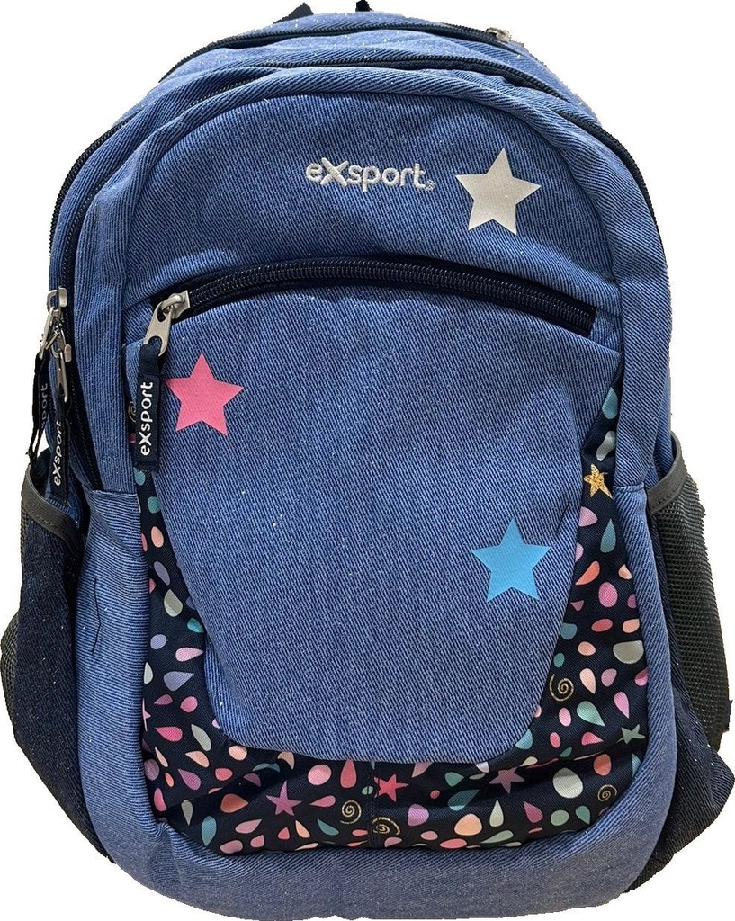 Backpack 2 Multiple Compartment 17.5in, Denim - Exsport