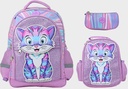 Trolly 3 Wheels Backpack Multi Comp, Purple Cat 18" L.Bag, P.Case Set GB5236TT/TB