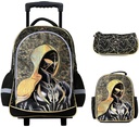 Trolly Backpack Black Spider 18" With Lunch Bag, Pencil Case Set GB5247T