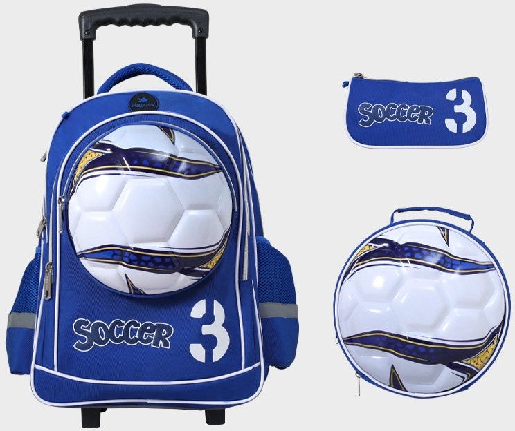 Trolly Backpack Soccer3 18" With Lunch Bag, Pencil Case Set GB5252T