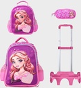 Trolly 3 Wheels Backpack Multi Comp Princess 17"" & L.Bag, P.Case Set GB5172TB/TT Pink"